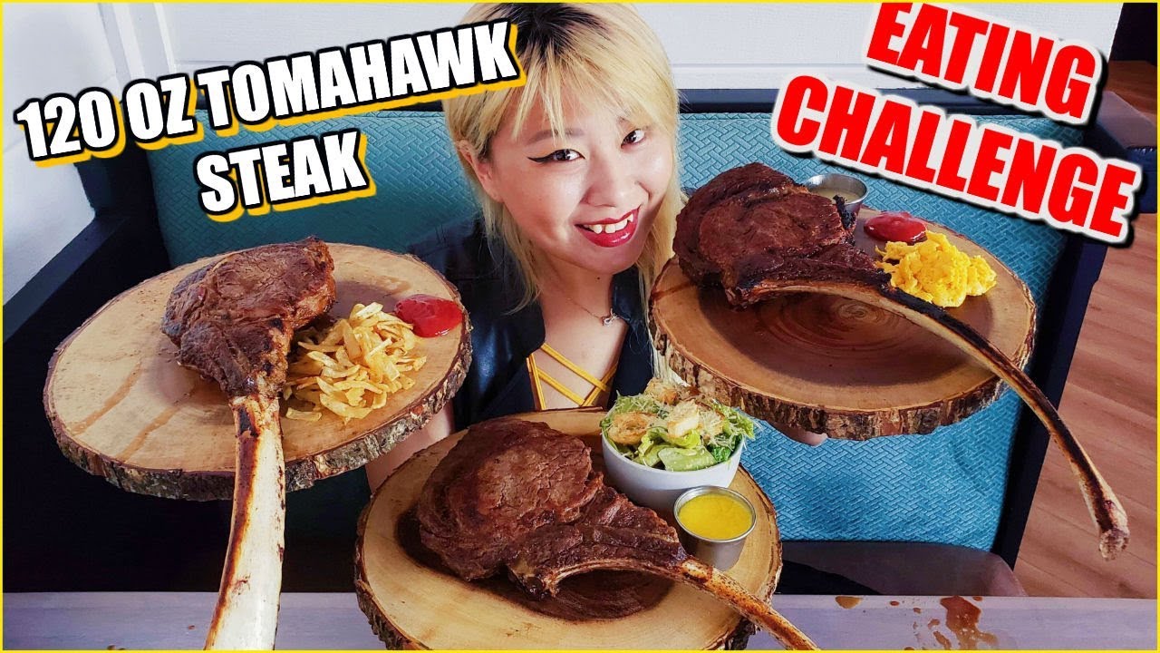 120oz TOMAHAWK RIBEYE STEAK EATING CHALLENGE!!! 3 MASSIVE 40oz STEAKS