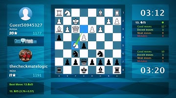 Chess Game Analysis: Guest50945327 - thecheckmatelogic, 0-1 (By ChessFriends.com)