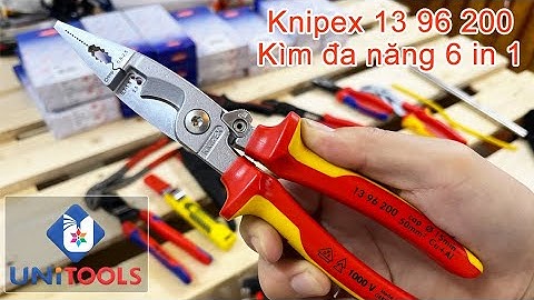 Kìm lắp điện đa năng 6 in 1 Knipex 13 96 200: Kẹp - Cắt - Tuốt - Bấm cos, cán cách điện 1000V VDE