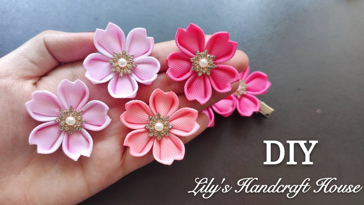 DIY grosgrain ribbon flower /手作髮飾/Mk/Flor de fita YouTube