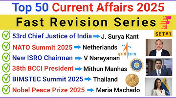 Current Affairs 2025 MCQ | Set 1 | 50 Most Important Question | Practice Questions with Answers 