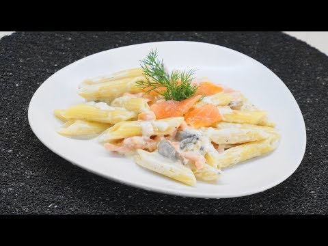       - Penne a la creme with smoked salmon   Greek Cooking by Katerina