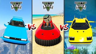 Flying Car vs Submarine Car vs Hovercraft in GTA 5  Which is best?