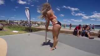 Maddie Sparkle Pole Dancing Freestyle at Bondi Beach