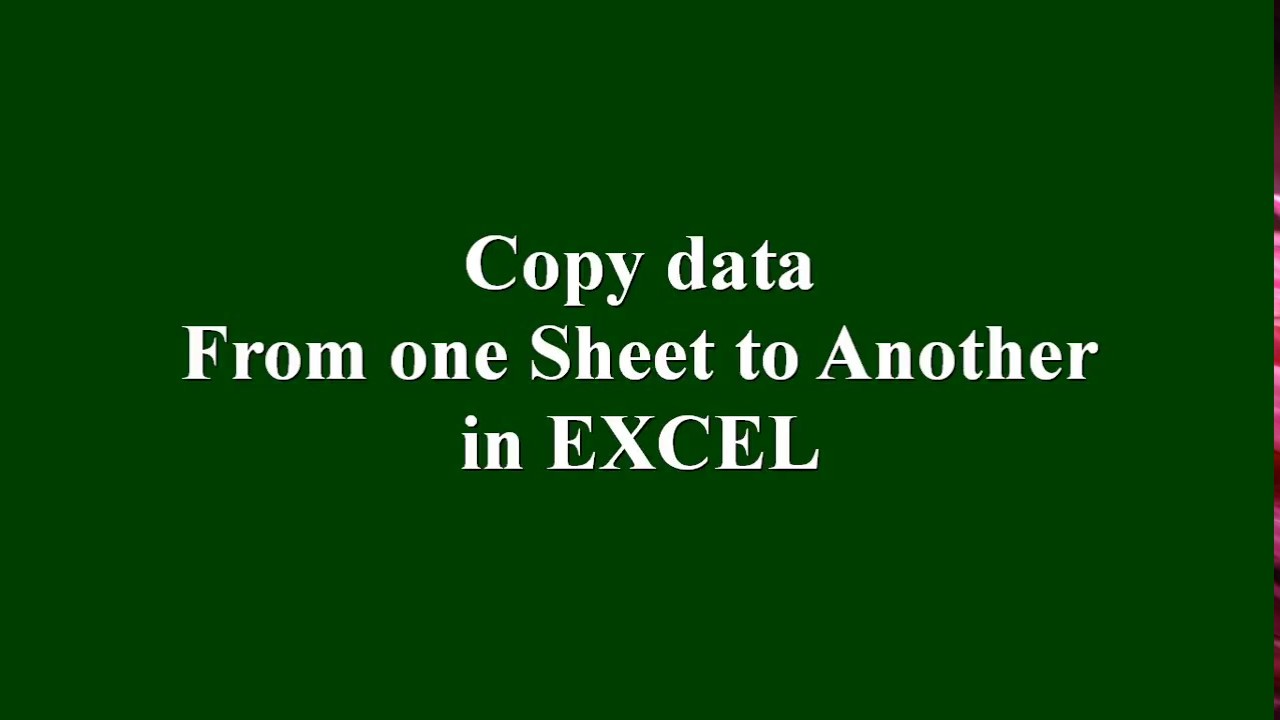 copy-data-from-one-sheet-to-another-in-excel-youtube