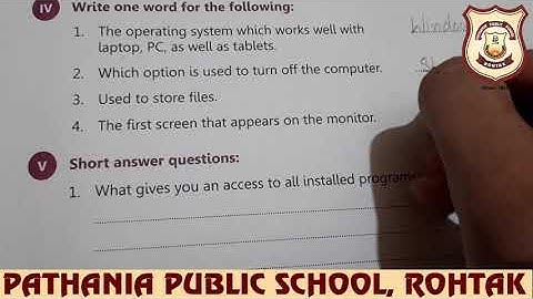 Pathania World Campus- Class 3- Computer- Chapter-4 (Starting Windows 10)- Part- IV