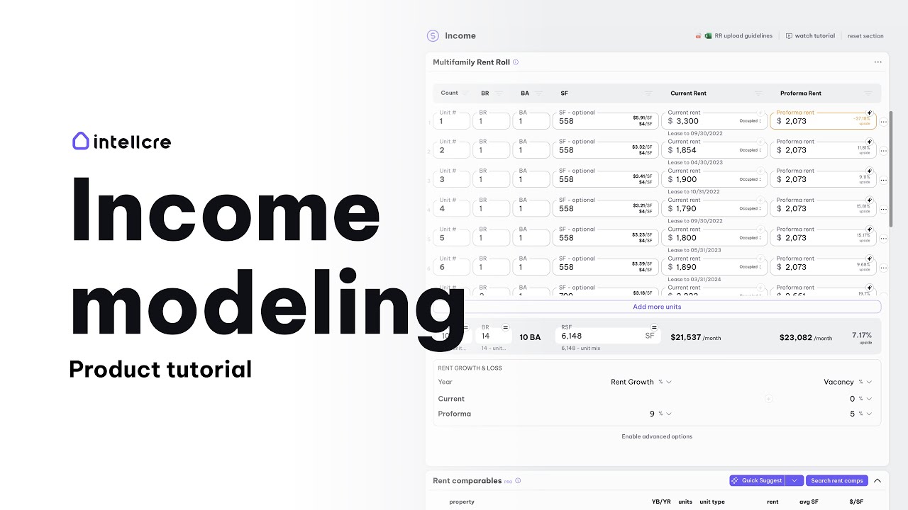 Income Modeling for Real Estate Deals (Intellcre Product Tutorial)
