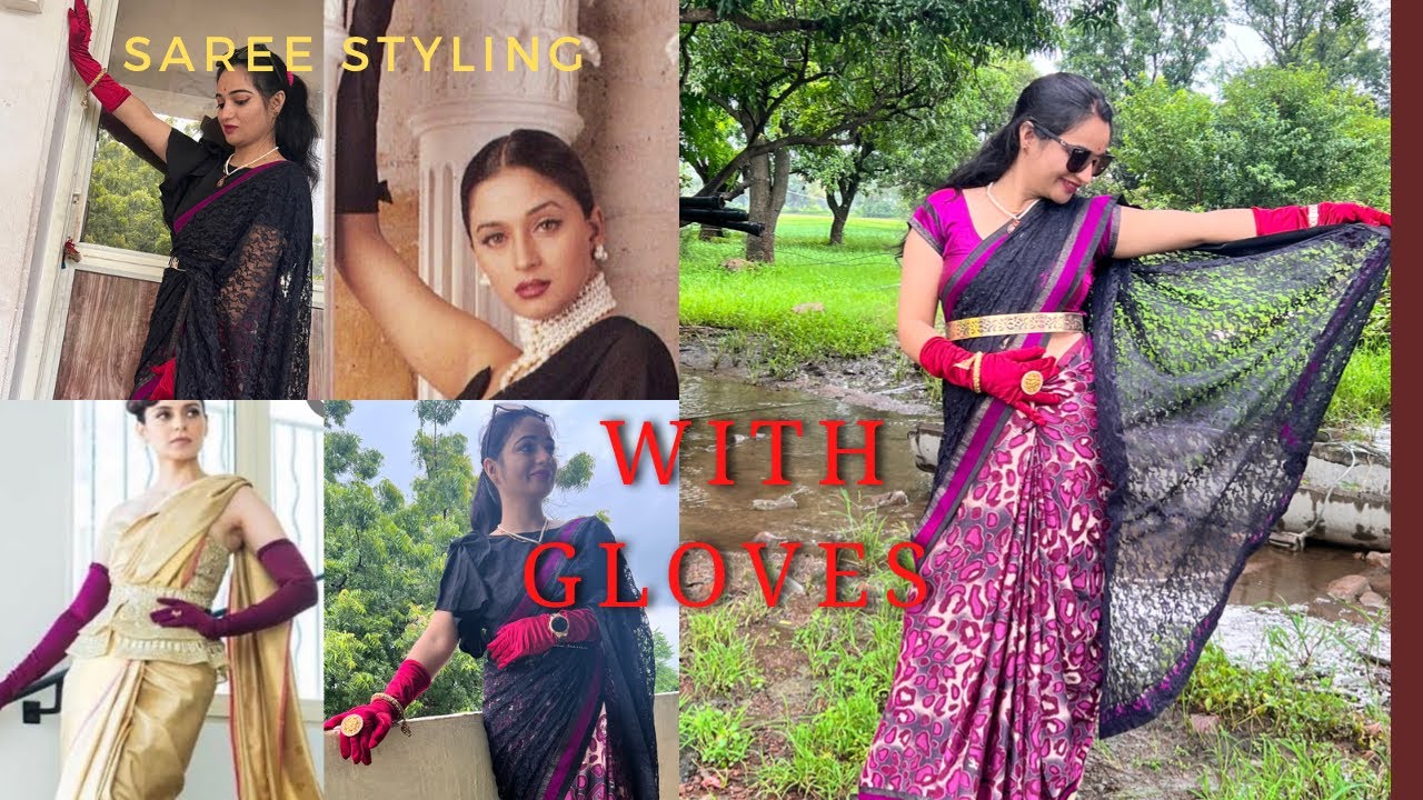 Saree Styling with Gloves 😍Recreate Retro /Modern look😍@sandhyapanwar