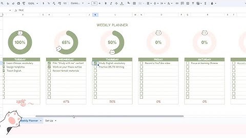 How to create a cute Weekly To do List with Progress Rings in Google Sheets + Free Template