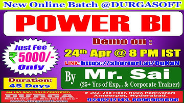 POWER BI Online Training @ DURGASOFT