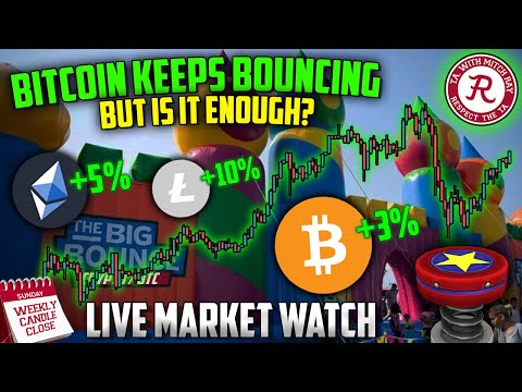 BITCOIN LIVE : BTC WEEKLY CANDLE CLOSE STREAM. LTC, ETH BOUNCE
