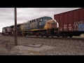 CSX Engine 364 heavy exhaust smoke! Lots of train action!