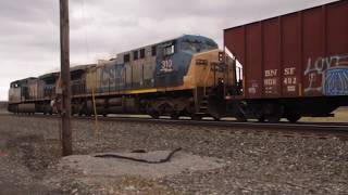CSX Engine 364 heavy exhaust smoke! Lots of train action!
