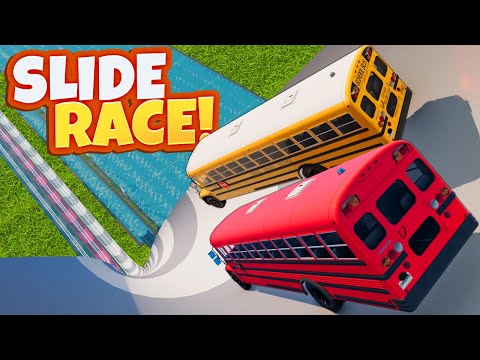 The World’s Tallest Slide vs School Buses – Who Survives?! (BeamNG Drive Mods)