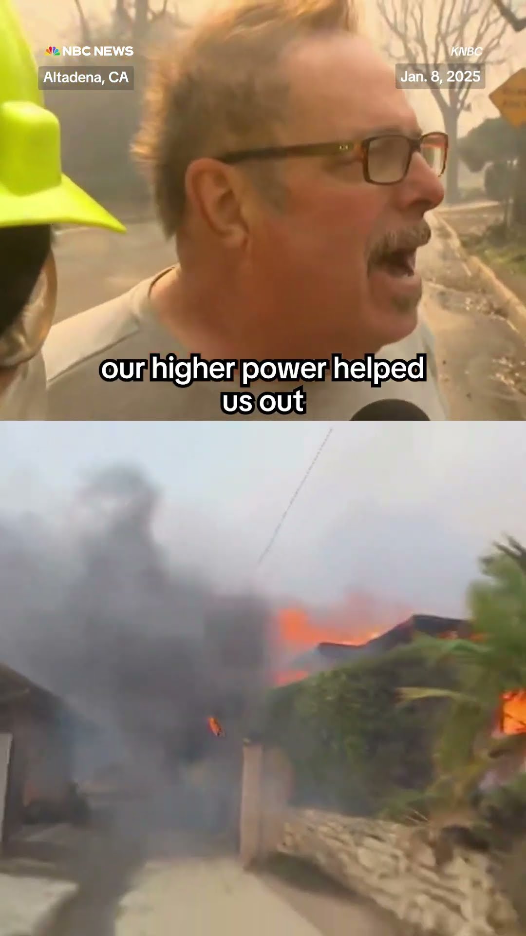 Neighbors armed with garden hoses worked together to prevent flames from spreading between houses