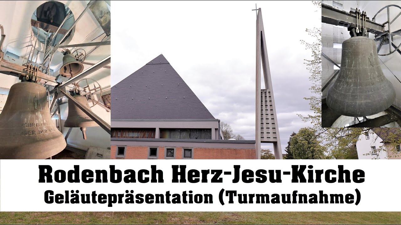 Rodenbach (Pfalz), Herz-Jesu-Kirche, Geläutepräsentation (Turmaufnahme)