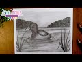 Cómo dibujar un paisaje de PATO SALVAJE con LÁPIZ - Paso a paso
