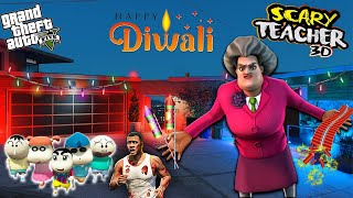 Franklin and Shinchan and his Friends Fight With Scary Teacher 3D For Diwali Celebration in GTA V !