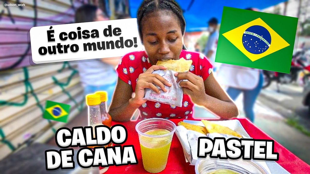 Fomos pra FEIRA no BRASIL pela PRIMEIRA VEZ, Provamos Caldo de cana e Pastel Brasileiro