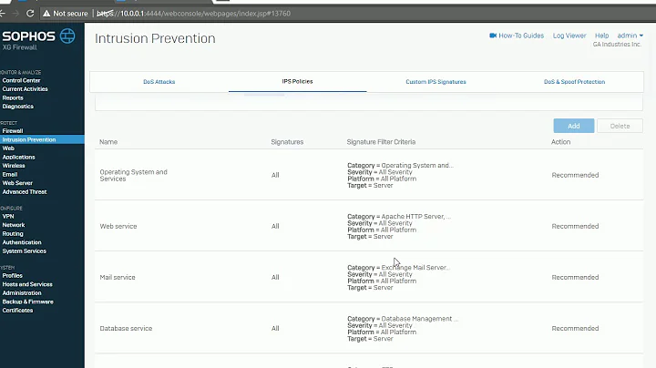 How to Configure Intrusion Prevention settings on Sophos XG 135w Firewall