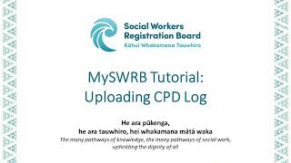 MySWRB tutorial - CPD log