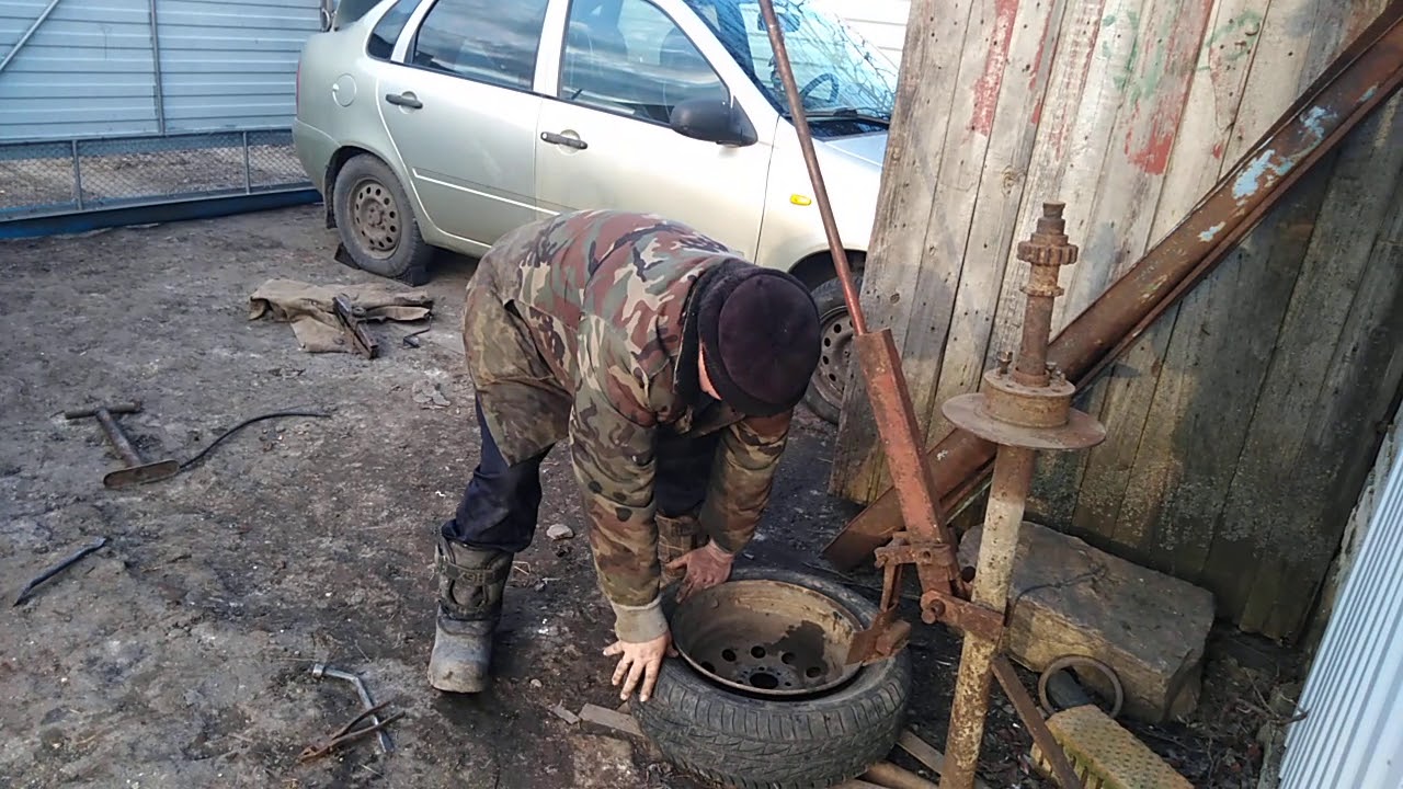 Шиномонтаж самодельный колёс своими руками часть1 - YouTube