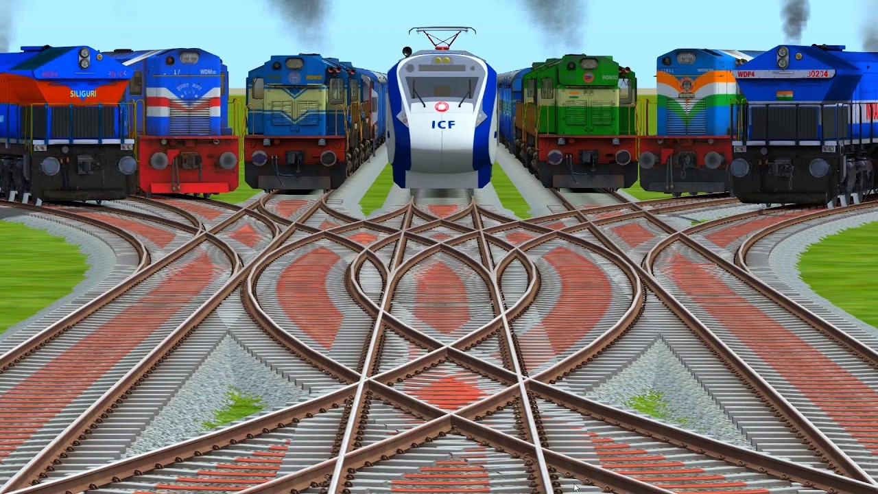 Diamond R Train 7 Trains Crossing By Daimond Railroad Tracks | The Most Complex Diamond ...