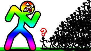 WHO DIES FIRST? (1 Rainbow VS 1,000,000 Stickman)