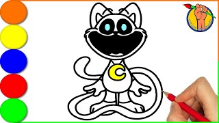 How to DRAW CATNAP step by step | For Kids | Poppy Playtime | How To Draw Catnap | Catnap Drawing