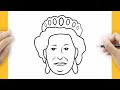 How to draw queen elizabeth step by step