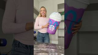 It fit so perfect !! 😋🦄🥤 #DIY #craft making a giant unicorn frappuccino