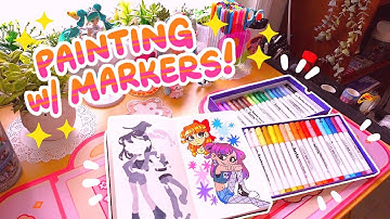 Painting with markers for the first time?? ✿ ft. Arrtx acrylic markers