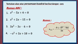 Akar Persamaan Kuadrat Rumus ABC