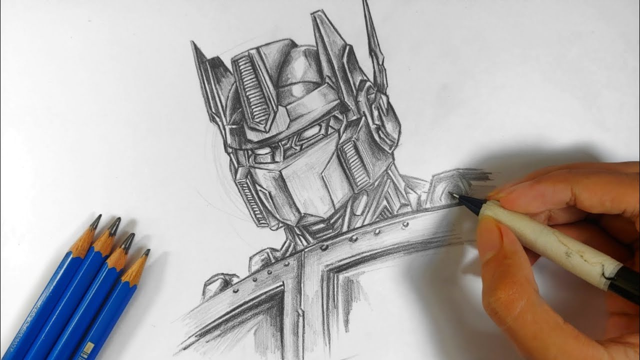 Jetwing Powered Optimus Prime Sketch By Andrew Griffith , in Yuang Lee's  Transformers Collection Comic Art Gallery Room