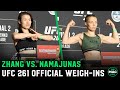 Weili Zhang and Rose Namajunas both hit 114.5-pounds at UFC 261 Official Weigh-Ins