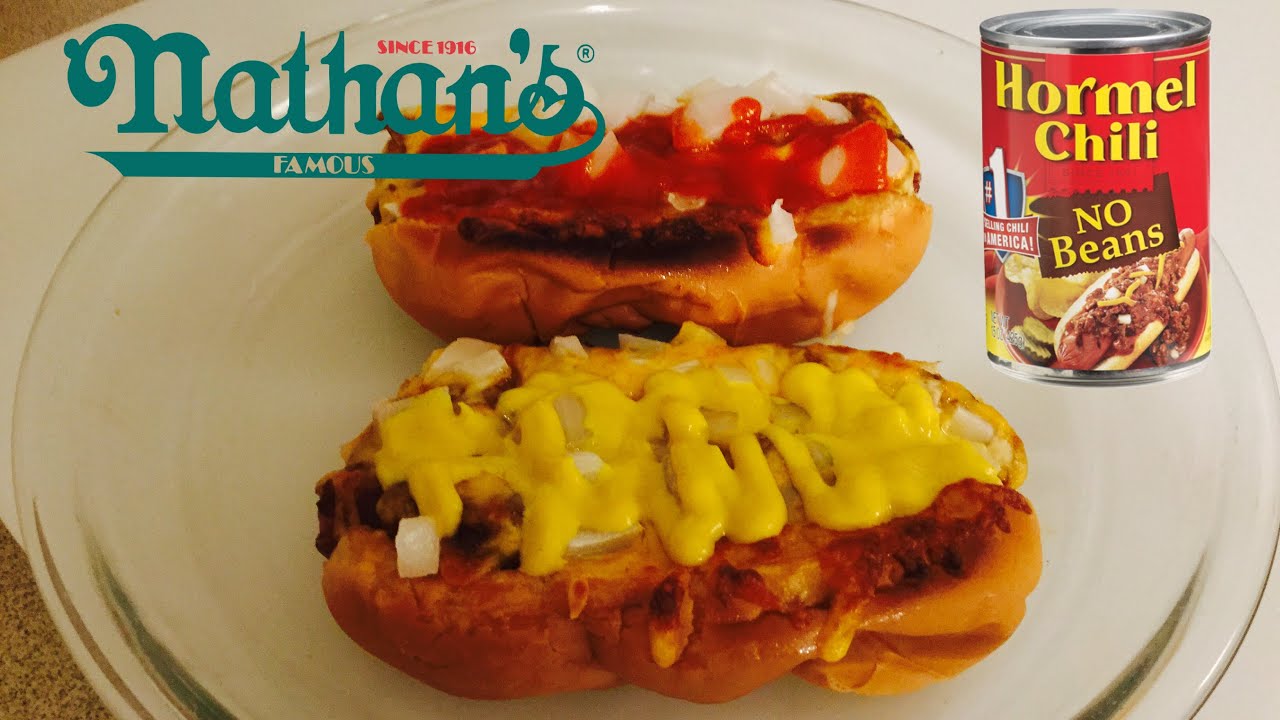 Chili Dog Recipe Nathan s Hormel Chili What s For Dinner YouTube Chili Dog Recipe Nathan s Hormel Chili What s For Dinner YouTube