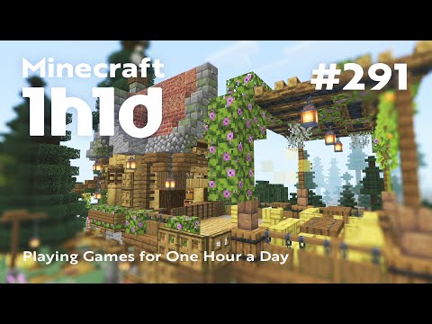 Minecraft | 1日1時間プレイ（実況なし） | レンガ屋根の家の内装とテラス作り | 1h1d - Part 291