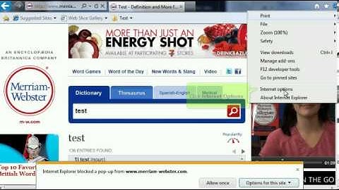 How to control the pop up blocker in Internet Explorer