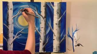 &quot;Moonlit Aspens&quot; | Time-lapse Painting Tutorial