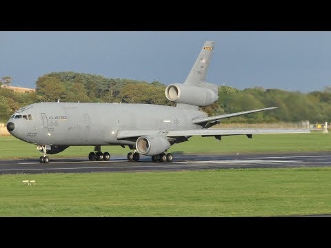 USAF McDonnell Douglas KC10A Evening Takeoff at Prestwick Airport