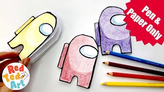 How to make an AMONG US Notebook - One Sheet of Paper - No Glu - Pens Only screenshot 3