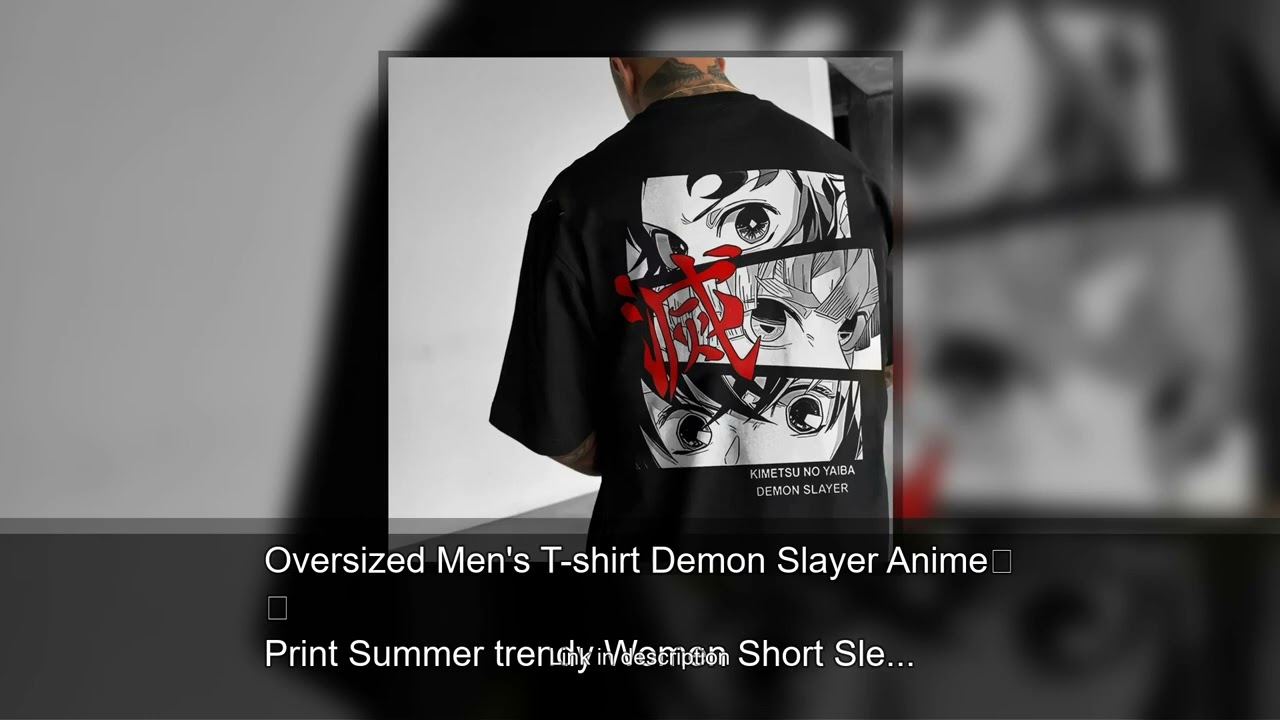 Oversized Men's T-shirt Demon Slayer Anime Print Summer trendy Women Short Sleeve Graphic Tee S