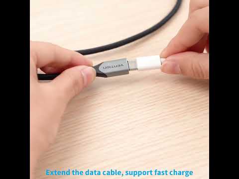 Кабель-подовжувач Vention USB-C 3.1 PD 100W 4K 60Hz 5 Гбіт/с 0.5 м нейлоновий Сірий, видео 1