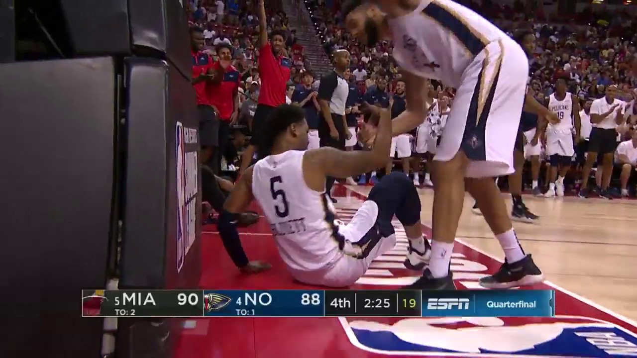 lonzo ball injury Pelicans Trevon Bluiett with the Circus Shot vs Heat | Summer League Quarterfinals