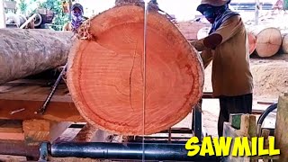 wujud  chantik kayu Meranti merah, di gergaji di bandsaw 42