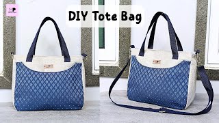 Tote Bag With Pockets Sewing Tutorial | DIY Tote Bag With Pockets