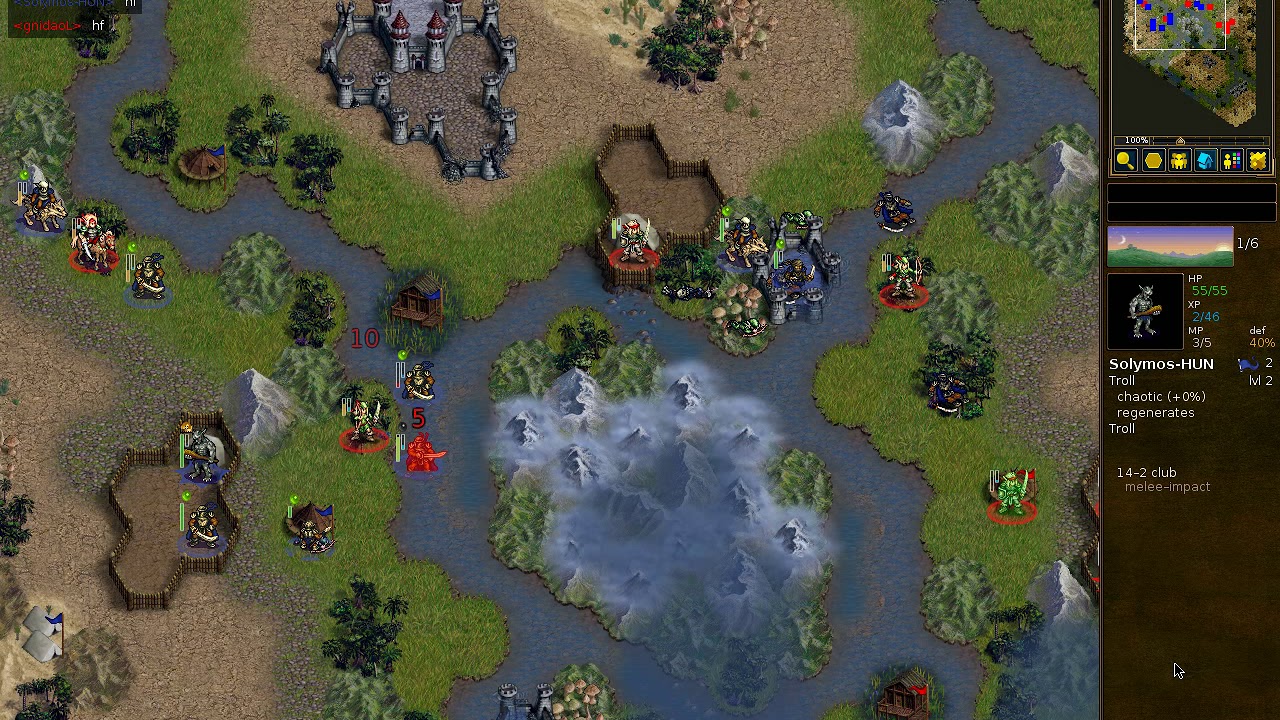 Solymos Hun vs gnidaol - orcs vs elves - Wesnoth indie game trpg