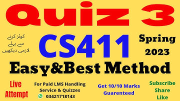 CS411 Quiz 3 | CS 411 Quiz 3 Solved | CS411 Visual Programming Quiz No 3 Solution 2023
