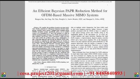 An Efficient Bayesian PAPR Reduction Method for OFDM Based Massive MIMO Systems MATLAB COMMUNICATION