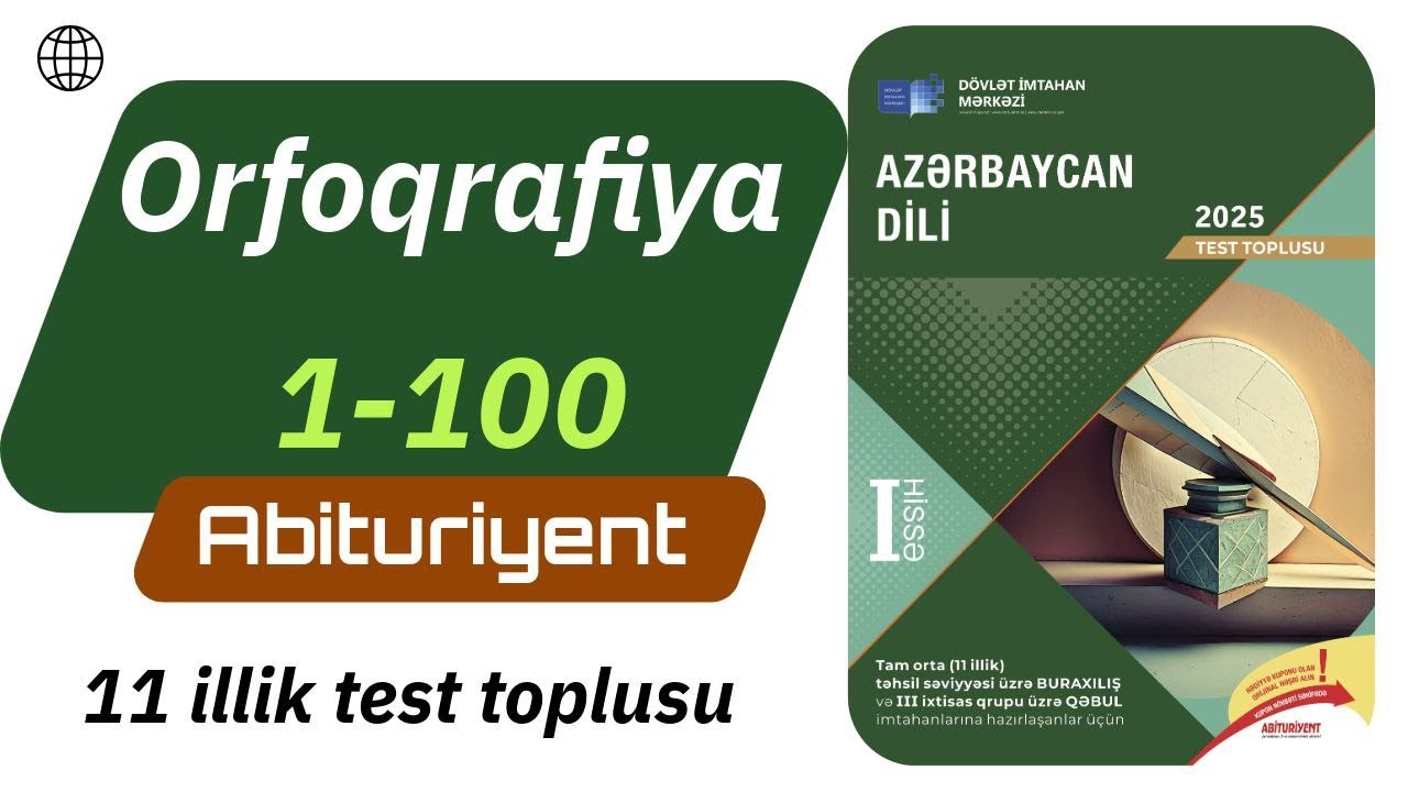 Orfoqrafiya 1-100 | Azərbaycan dili test toplusu 2025